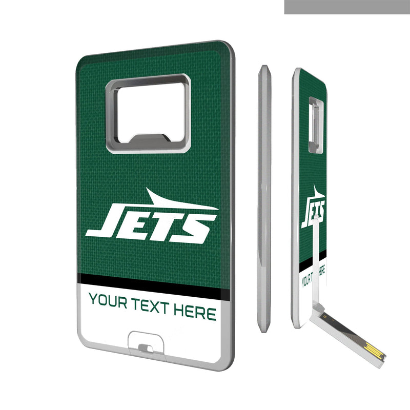 New York Jets Personalized Endzone Solid Credit Card USB Drive with Bottle Opener 32GB