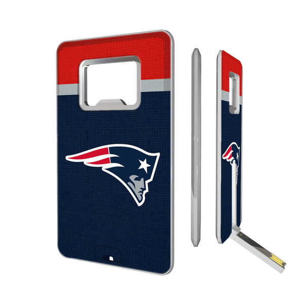 New England Patriots Stripe Credit Card USB Drive with Bottle Opener 32GB