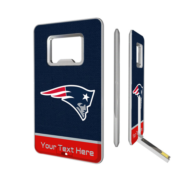 New England Patriots Personalized Endzone Solid Credit Card USB Drive with Bottle Opener 32GB