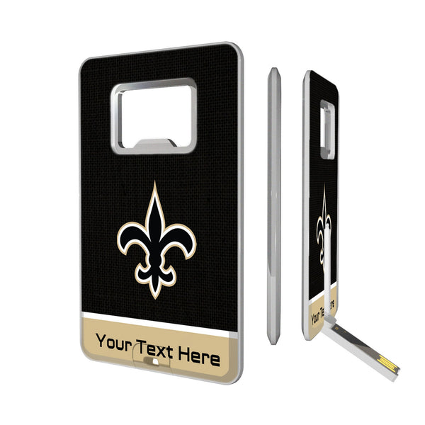 New Orleans Saints Personalized Endzone Solid Credit Card USB Drive with Bottle Opener 32GB