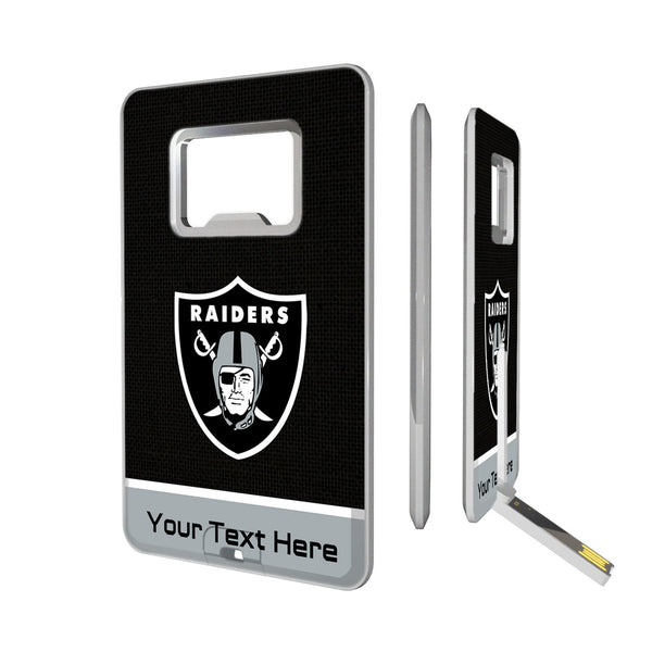 Las Vegas Raiders Personalized Endzone Solid Credit Card USB Drive with Bottle Opener 32GB