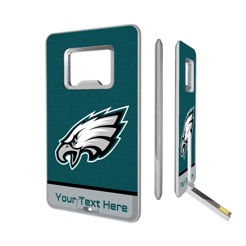 Philadelphia Eagles Personalized Endzone Solid Credit Card USB Drive with Bottle Opener 32GB