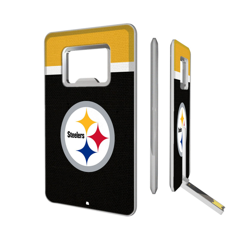 Pittsburgh Steelers Stripe Credit Card USB Drive with Bottle Opener 32GB