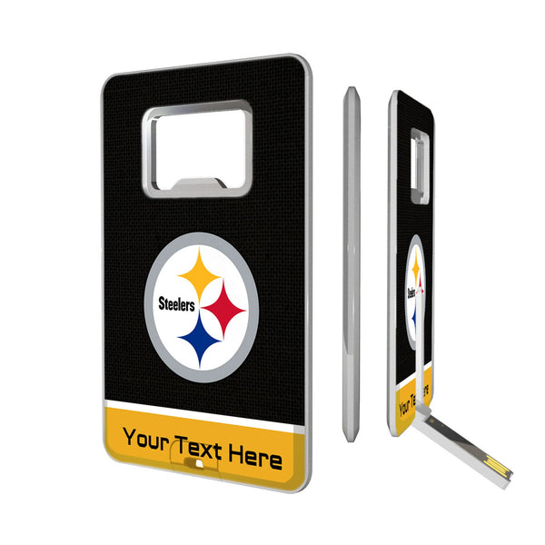 Pittsburgh Steelers Personalized Endzone Solid Credit Card USB Drive with Bottle Opener 32GB