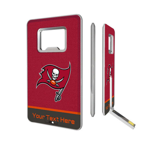 Tampa Bay Buccaneers Personalized Endzone Solid Credit Card USB Drive with Bottle Opener 32GB
