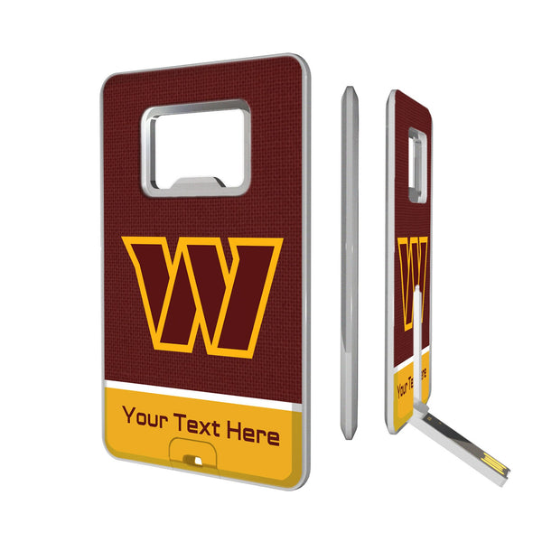 Washington Commanders Personalized Endzone Solid Credit Card USB Drive with Bottle Opener 32GB