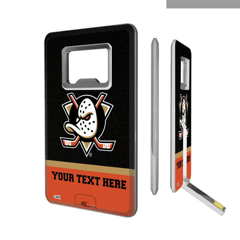Anaheim Ducks Personalized Endzone Solid Credit Card USB Drive with Bottle Opener 32GB