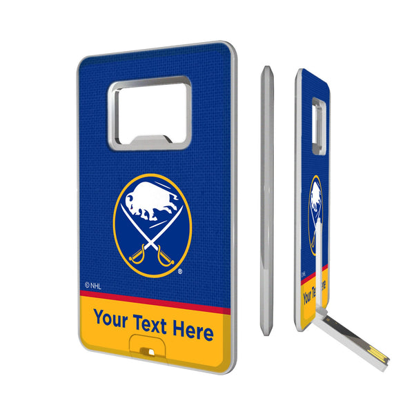 Buffalo Sabres Personalized Endzone Solid Credit Card USB Drive with Bottle Opener 32GB