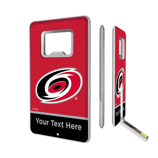 Carolina Hurricanes Personalized Endzone Solid Credit Card USB Drive with Bottle Opener 32GB