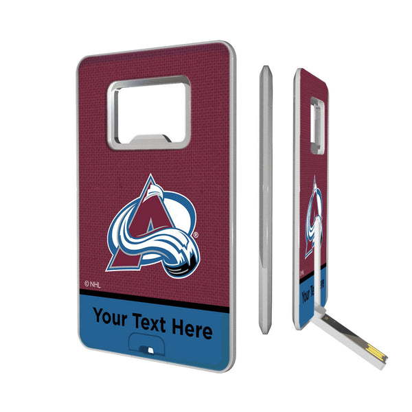 Colorado Avalanche Personalized Endzone Solid Credit Card USB Drive with Bottle Opener 32GB