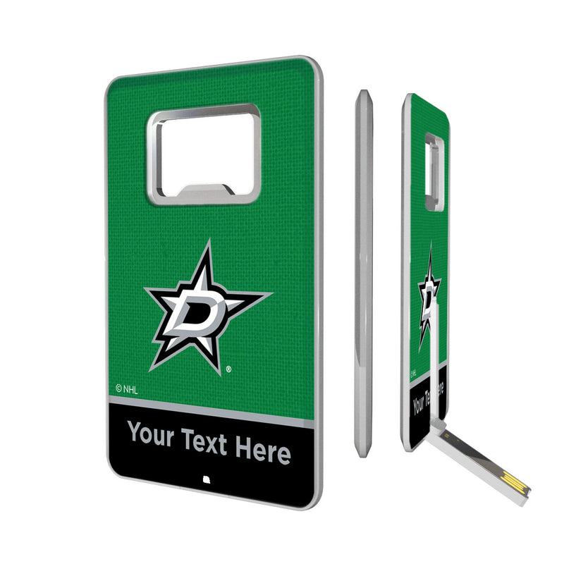 Dallas Stars Personalized Endzone Solid Credit Card USB Drive with Bottle Opener 32GB