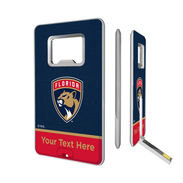 Florida Panthers Personalized Endzone Solid Credit Card USB Drive with Bottle Opener 32GB