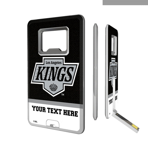 LA Kings Personalized Endzone Solid Credit Card USB Drive with Bottle Opener 32GB