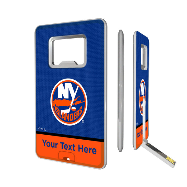 New York Islanders Personalized Endzone Solid Credit Card USB Drive with Bottle Opener 32GB