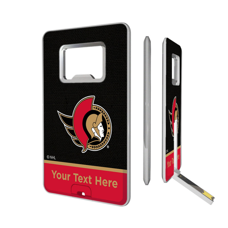 Ottawa Senators Personalized Endzone Solid Credit Card USB Drive with Bottle Opener 32GB