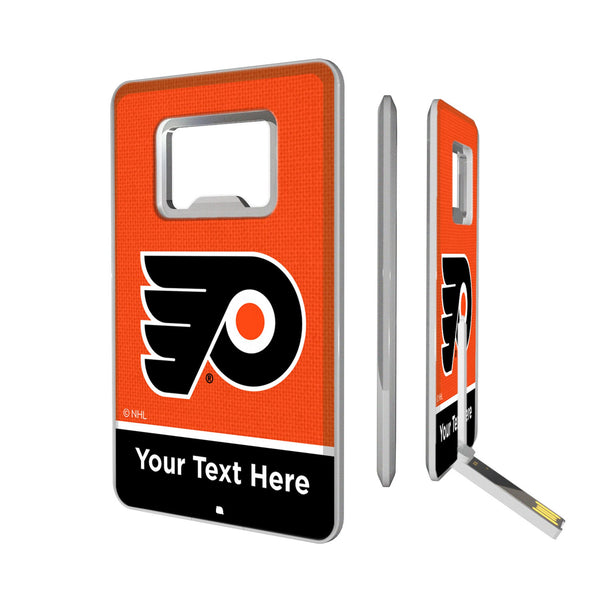 Philadelphia Flyers Personalized Endzone Solid Credit Card USB Drive with Bottle Opener 32GB