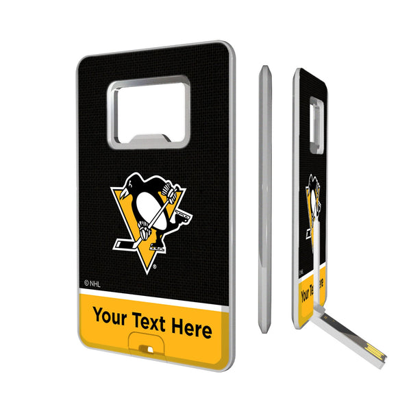 Pittsburgh Penguins Personalized Endzone Solid Credit Card USB Drive with Bottle Opener 32GB