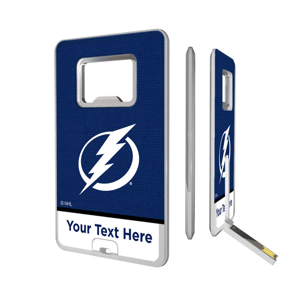 Tampa Bay Lightning Personalized Endzone Solid Credit Card USB Drive with Bottle Opener 32GB