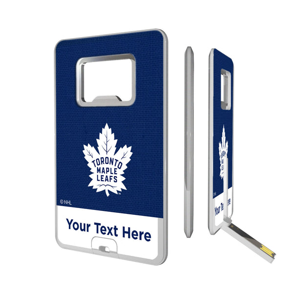 Toronto Maple Leafs Personalized Endzone Solid Credit Card USB Drive with Bottle Opener 32GB