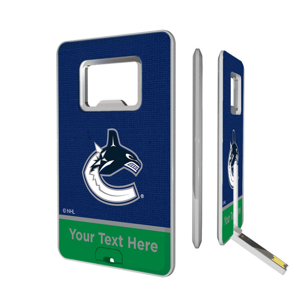 Vancouver Canucks Personalized Endzone Solid Credit Card USB Drive with Bottle Opener 32GB