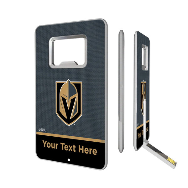 Vegas Golden Knights Personalized Endzone Solid Credit Card USB Drive with Bottle Opener 32GB