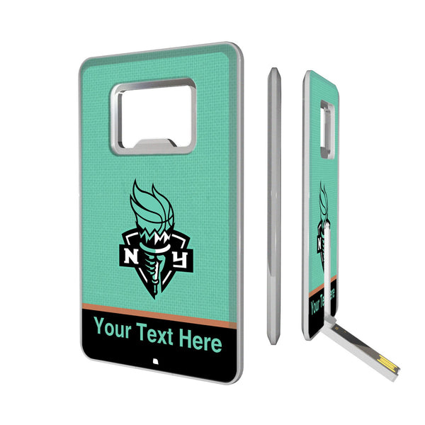 New York Liberty Personalized Endzone Solid Credit Card USB Drive with Bottle Opener 32GB