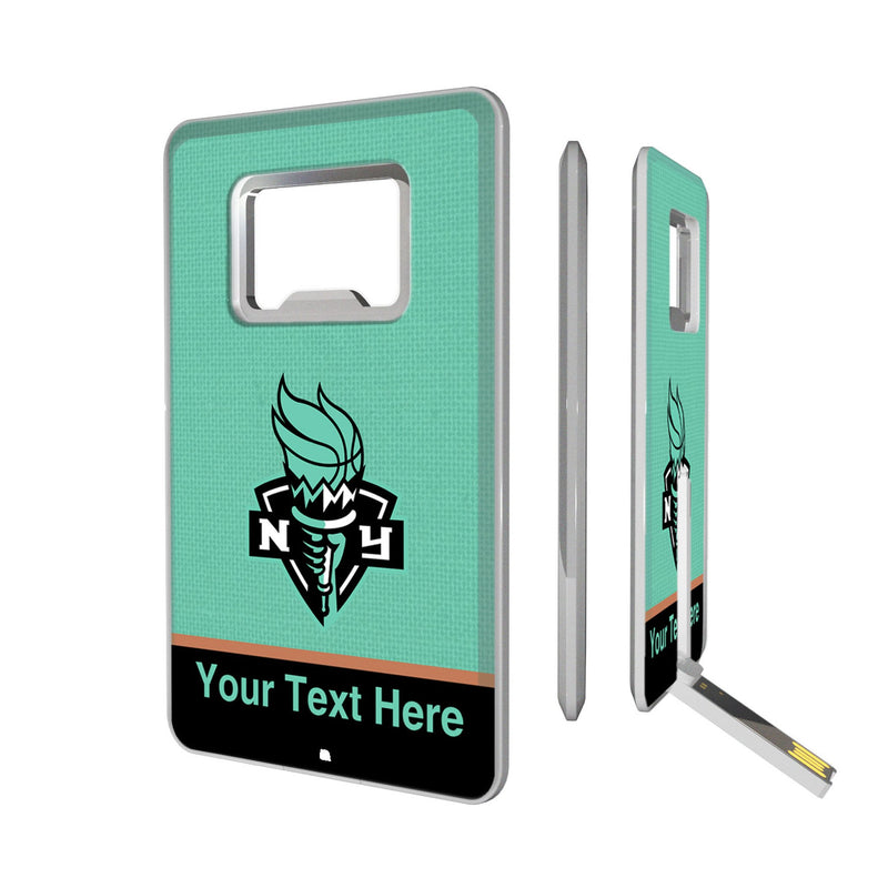 New York Liberty Personalized Endzone Solid Credit Card USB Drive with Bottle Opener 32GB