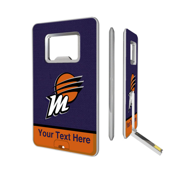 Phoenix Mercury Personalized Endzone Solid Credit Card USB Drive with Bottle Opener 32GB