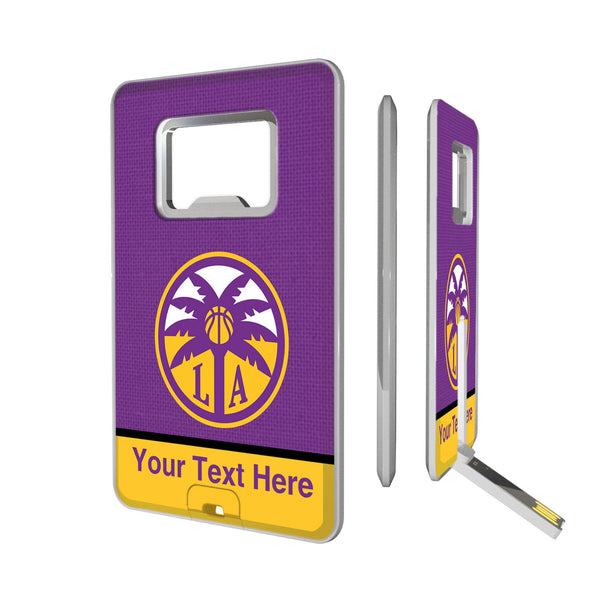Los Angeles Sparks Personalized Endzone Solid Credit Card USB Drive with Bottle Opener 32GB