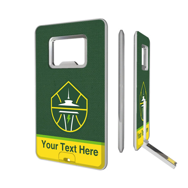 Seattle Storm Personalized Endzone Solid Credit Card USB Drive with Bottle Opener 32GB