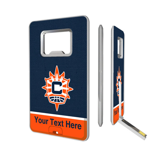 Connecticut Sun Personalized Endzone Solid Credit Card USB Drive with Bottle Opener 32GB