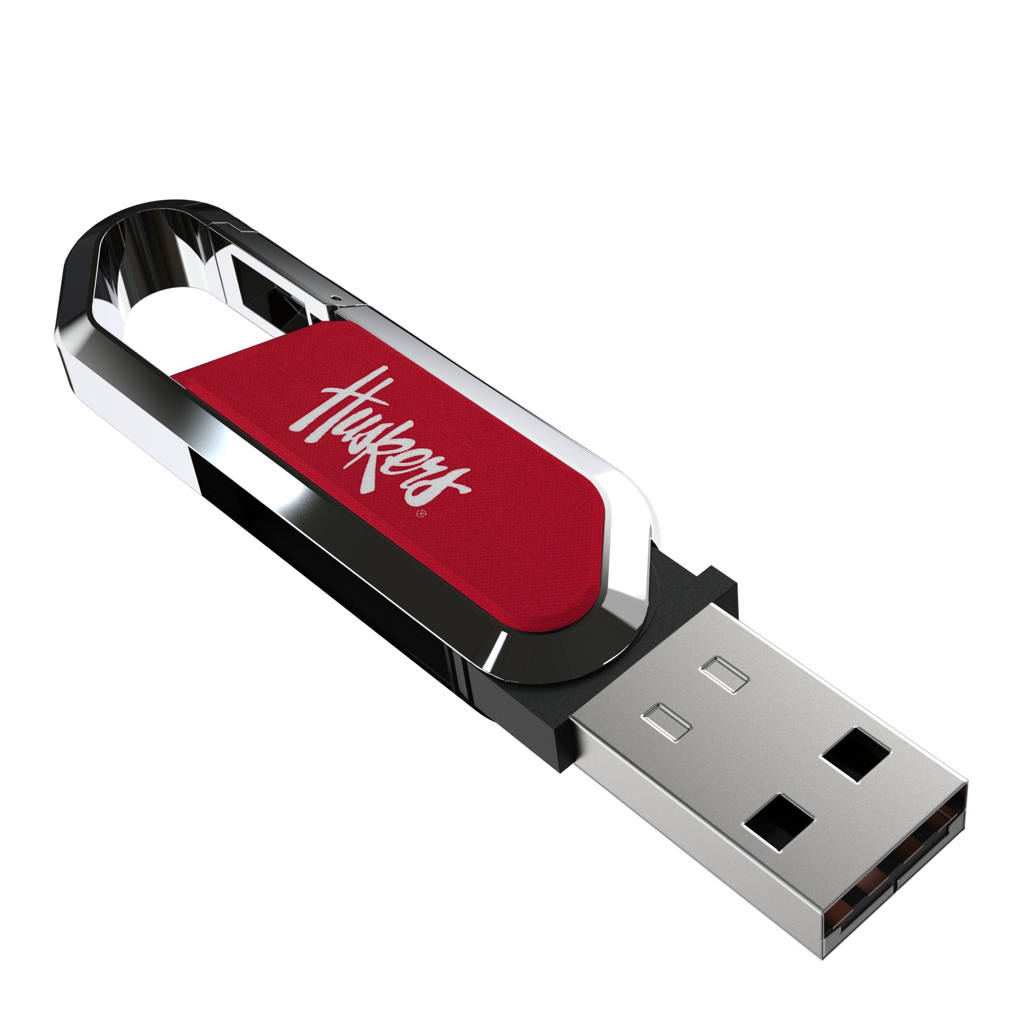 University of Nebraska Huskers Solid USB 64GB Clip Style Flash Drive
