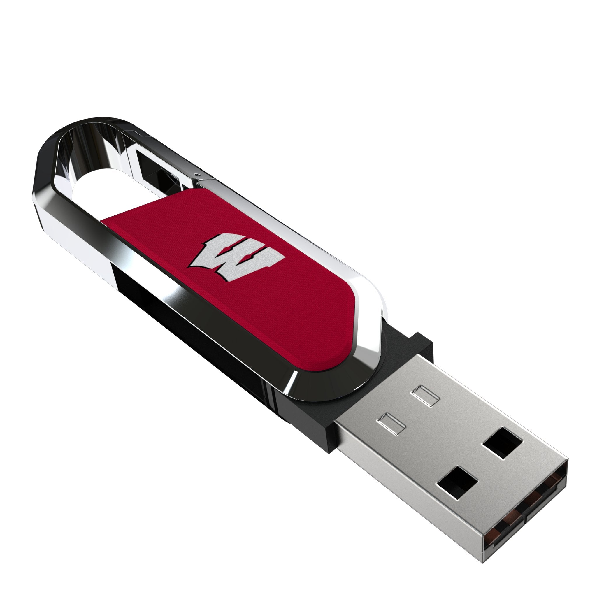 University of Wisconsin Badgers Solid USB 64GB Clip Style Flash Drive