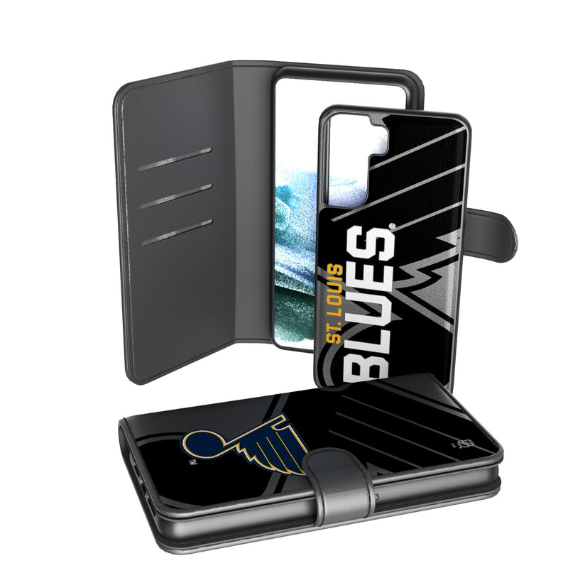 St. Louis Blues Monocolor Tilt Galaxy Wallet Phone Case for Samsung Galaxy