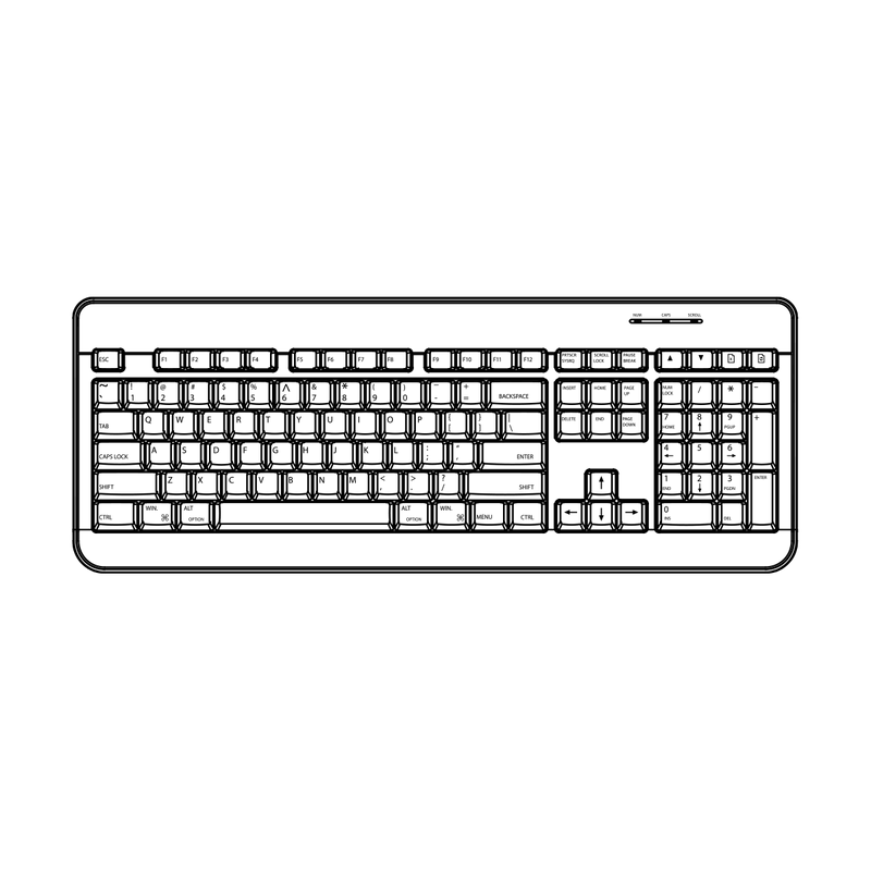 Line drawing of Wireless Keyboard