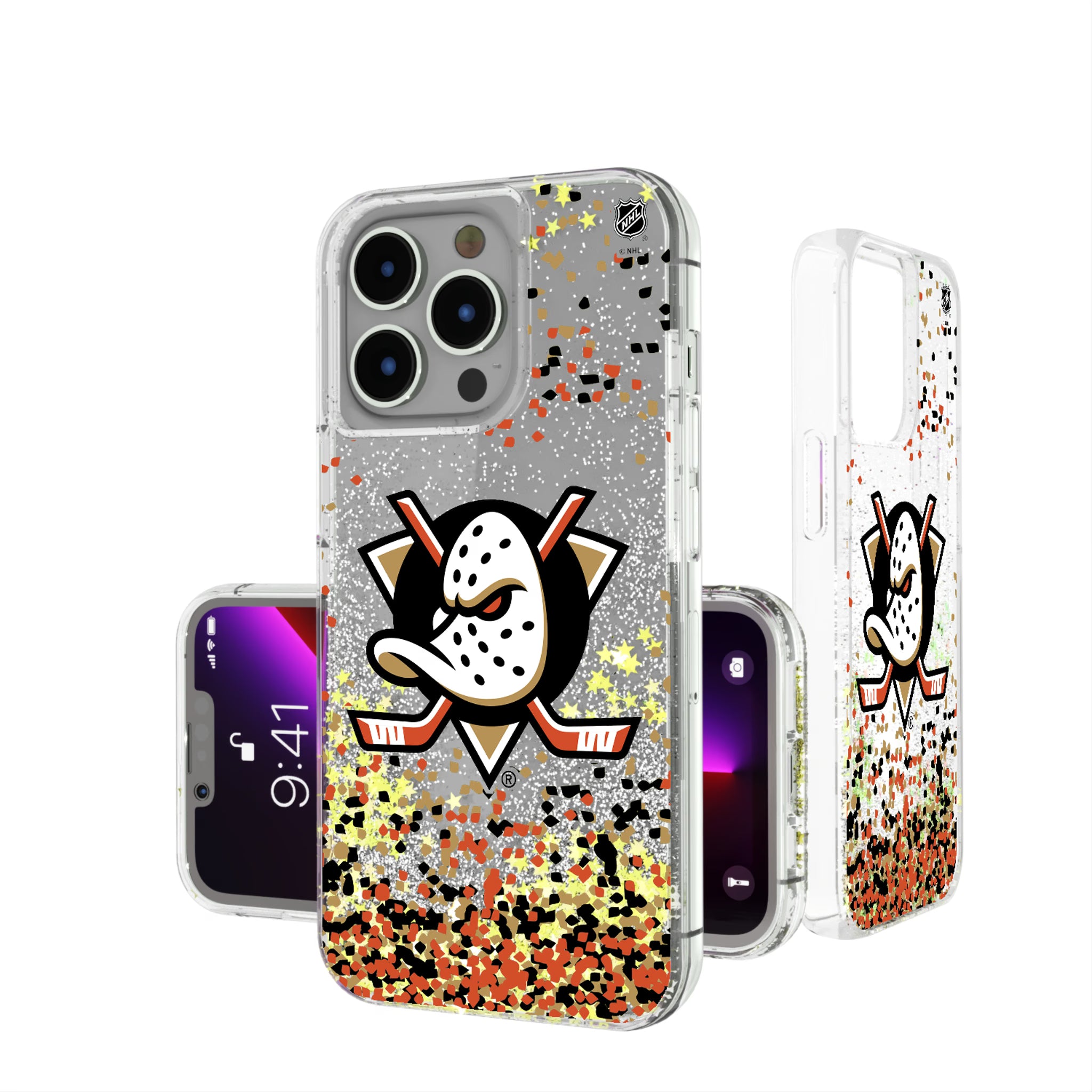 Anaheim Ducks Confetti iPhone Glitter Phone Case for Apple iPhone