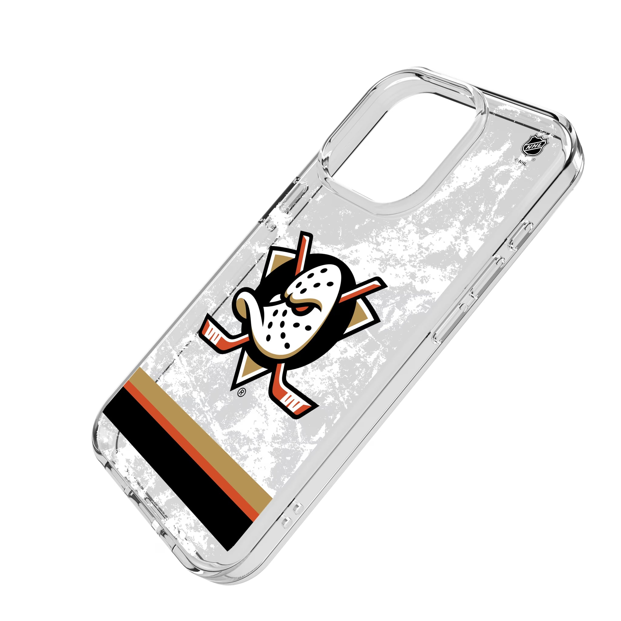 Anaheim Ducks Ice Stripe iPhone Clear Phone Case for Apple iPhone - Isometric View