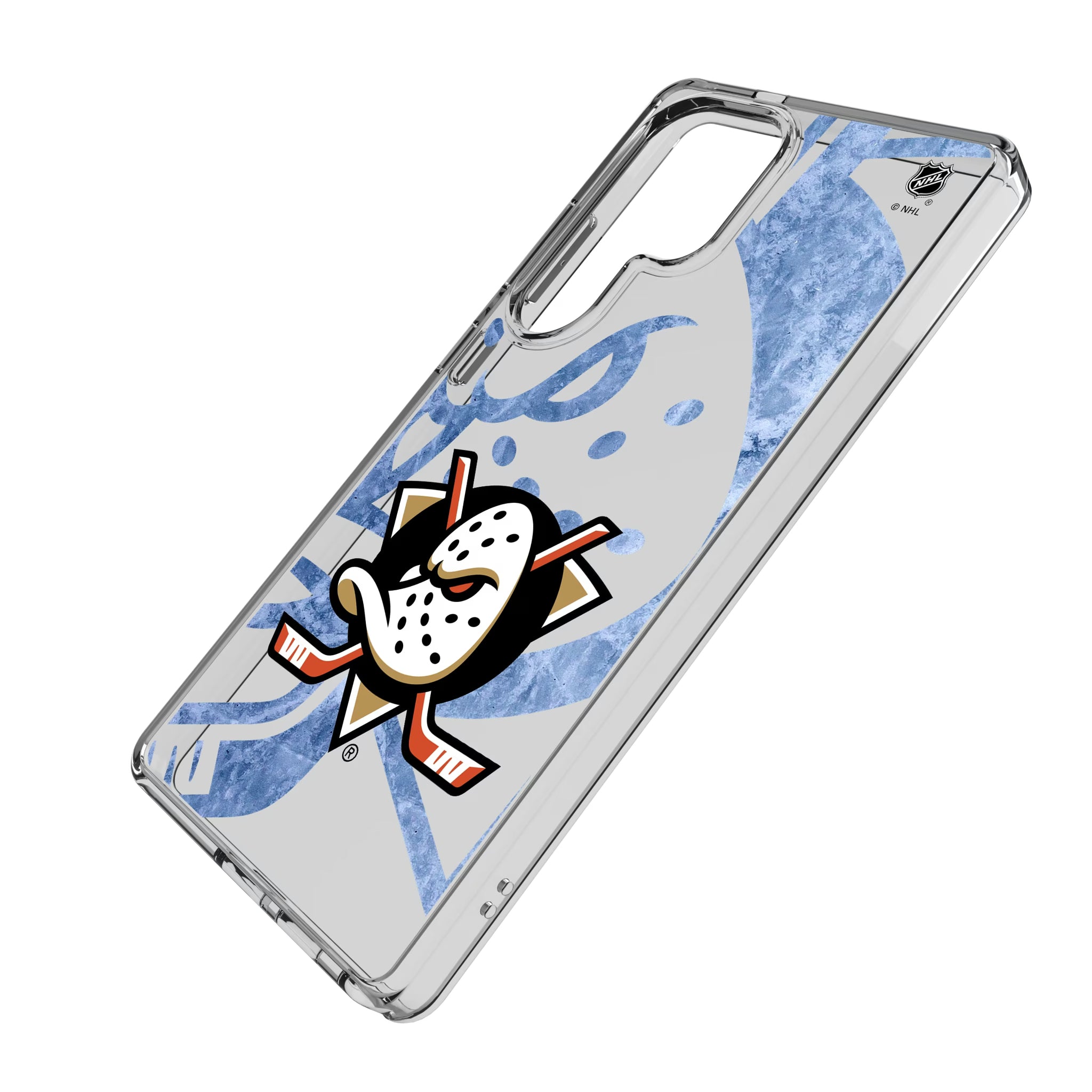 Anaheim Ducks Ice Tilt Galaxy Clear Phone Case for Samsung Galaxy - Isometric View