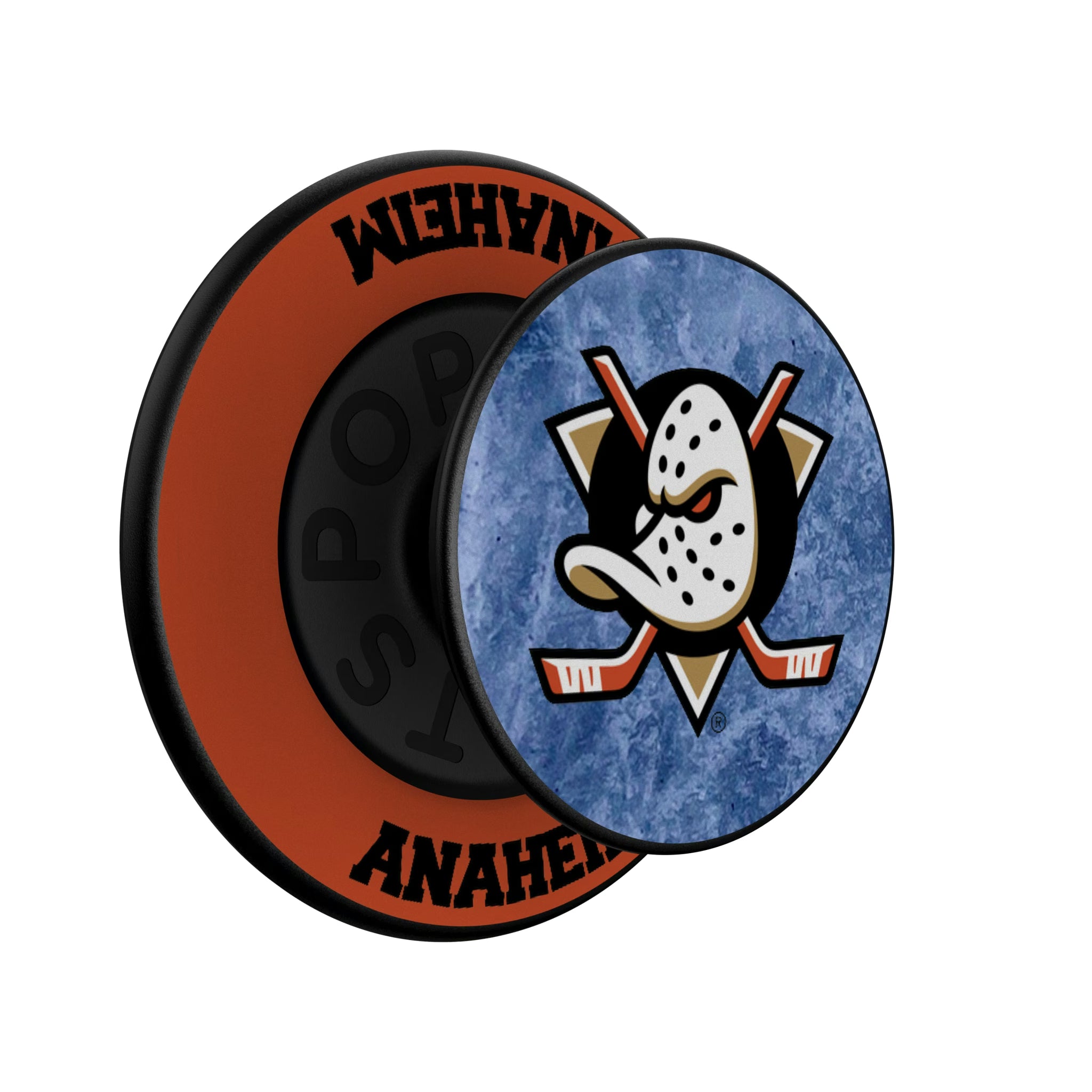 Anaheim Ducks Ice Wordmark Popsockets Round Magnetic - Isometric View