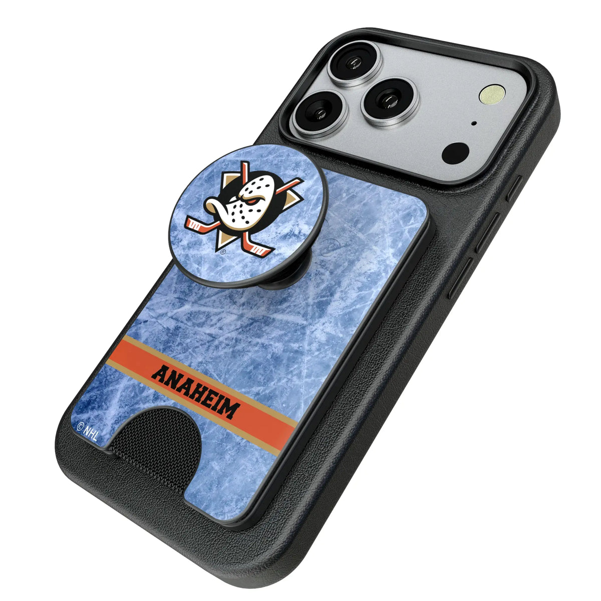 Anaheim Ducks Ice Wordmark Popsockets Wallet Magnetic - Isometric View