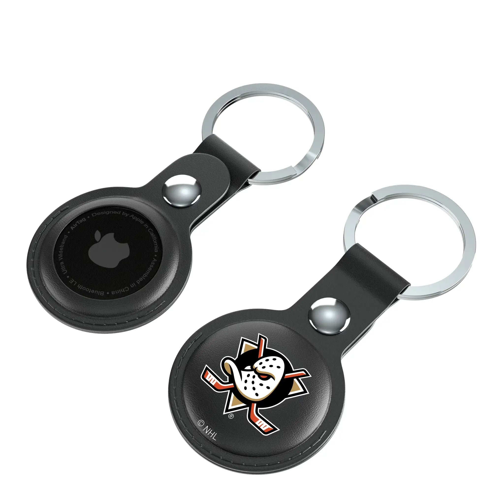 Anaheim Ducks Insignia AirTag Black Airtag Holder 2-Pack - Isometric View
