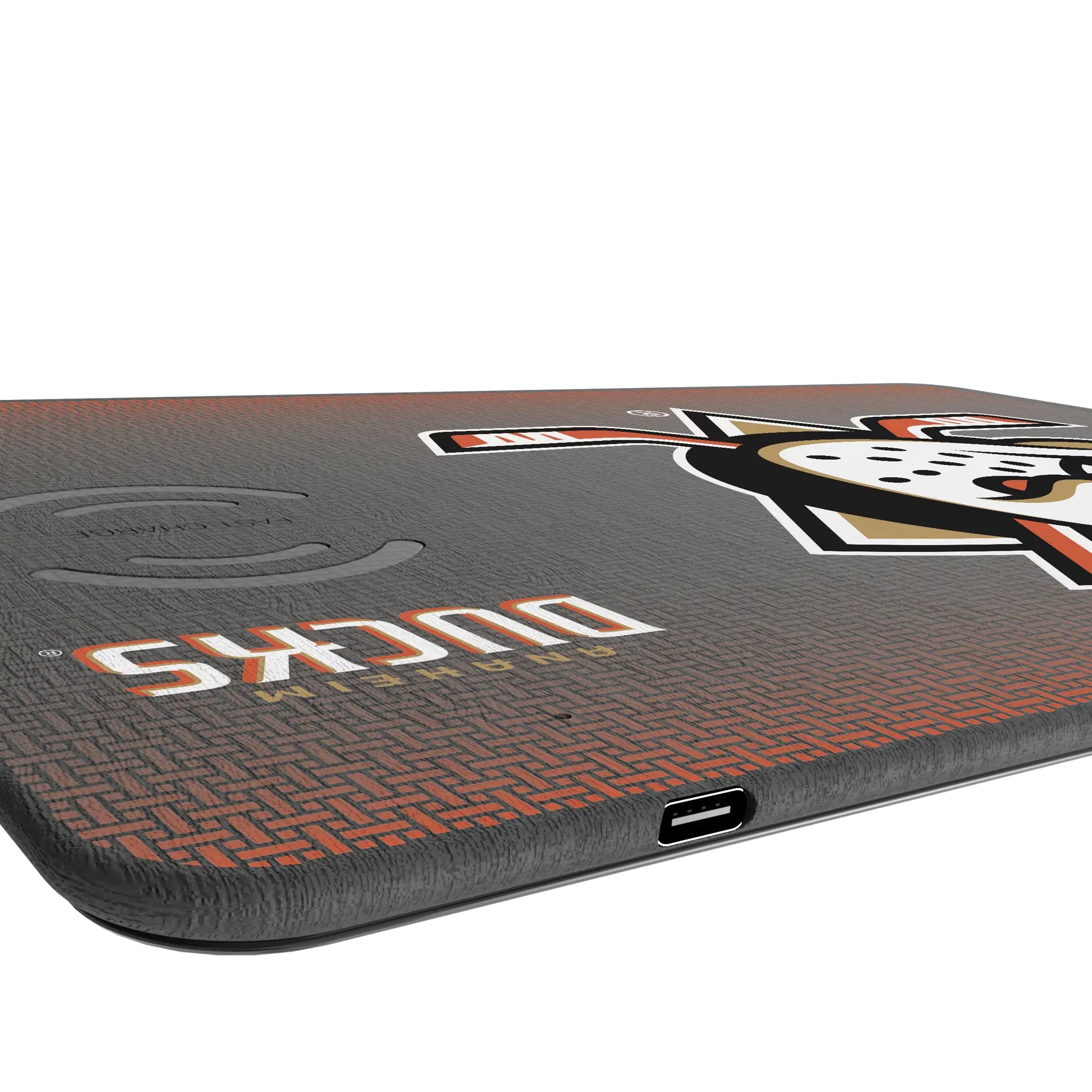 Anaheim Ducks Linen 15-Watt Wireless Charger and Mouse Pad
