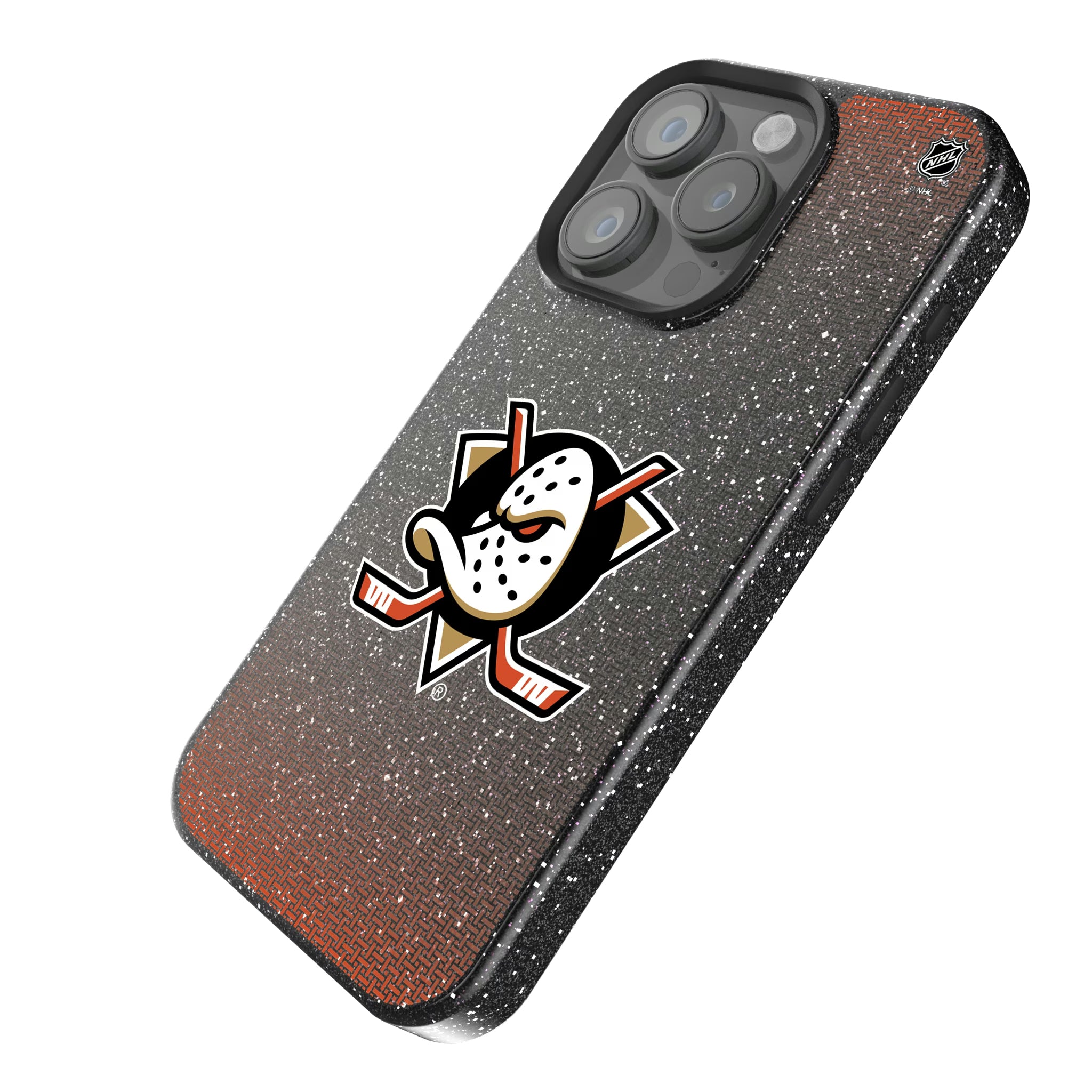 Anaheim Ducks Linen iPhone Bling Phone Case for Apple iPhone - Isometric View