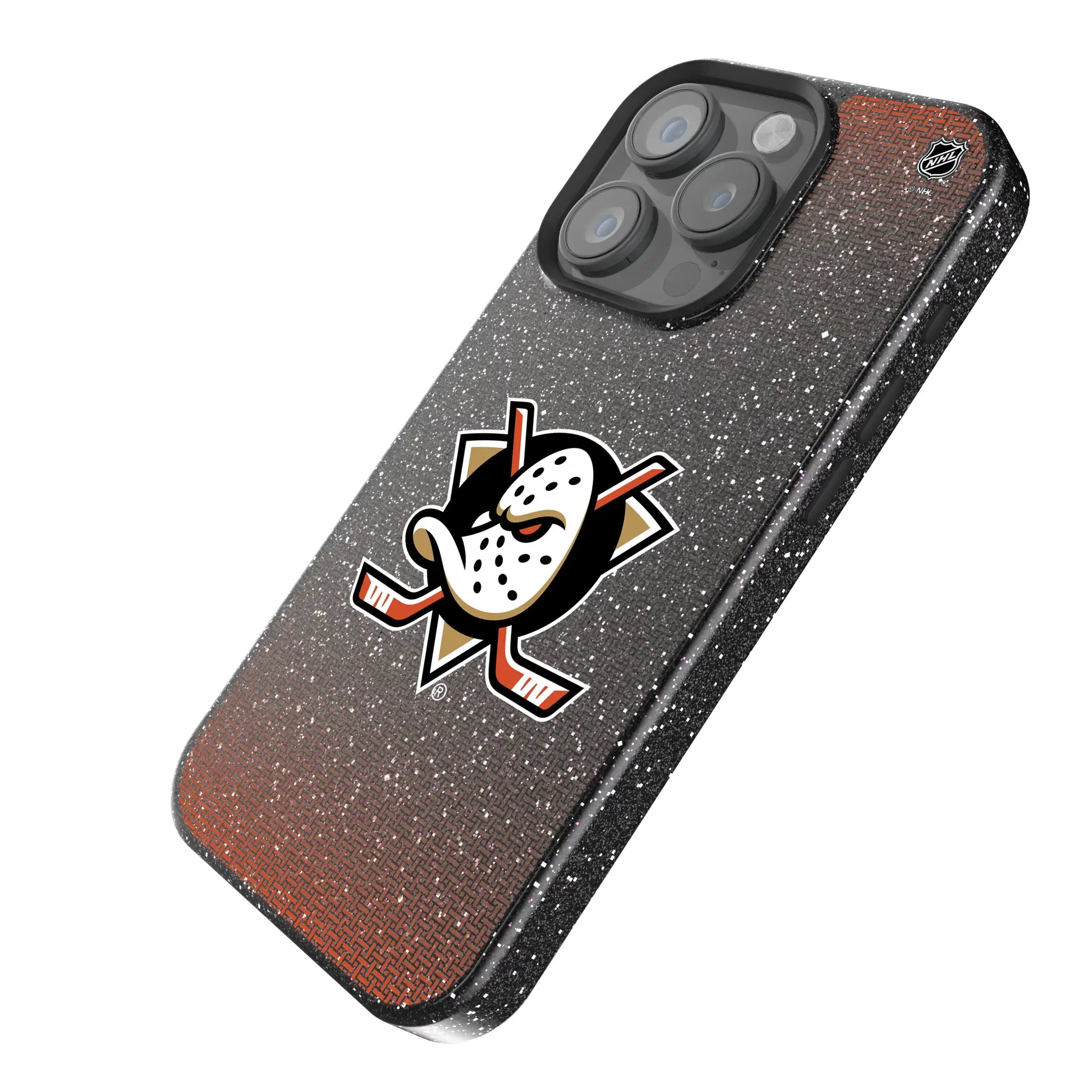Anaheim Ducks Linen iPhone Bling Phone Case for Apple iPhone - Isometric View