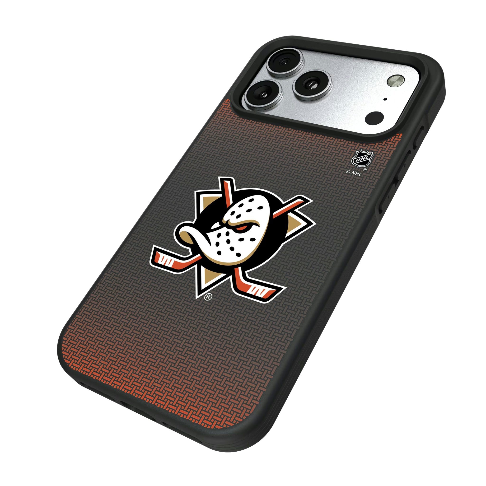 Anaheim Ducks Linen iPhone Bump Phone Case for Apple iPhone - Isometric View#Device_iPhone 17 Pro Max