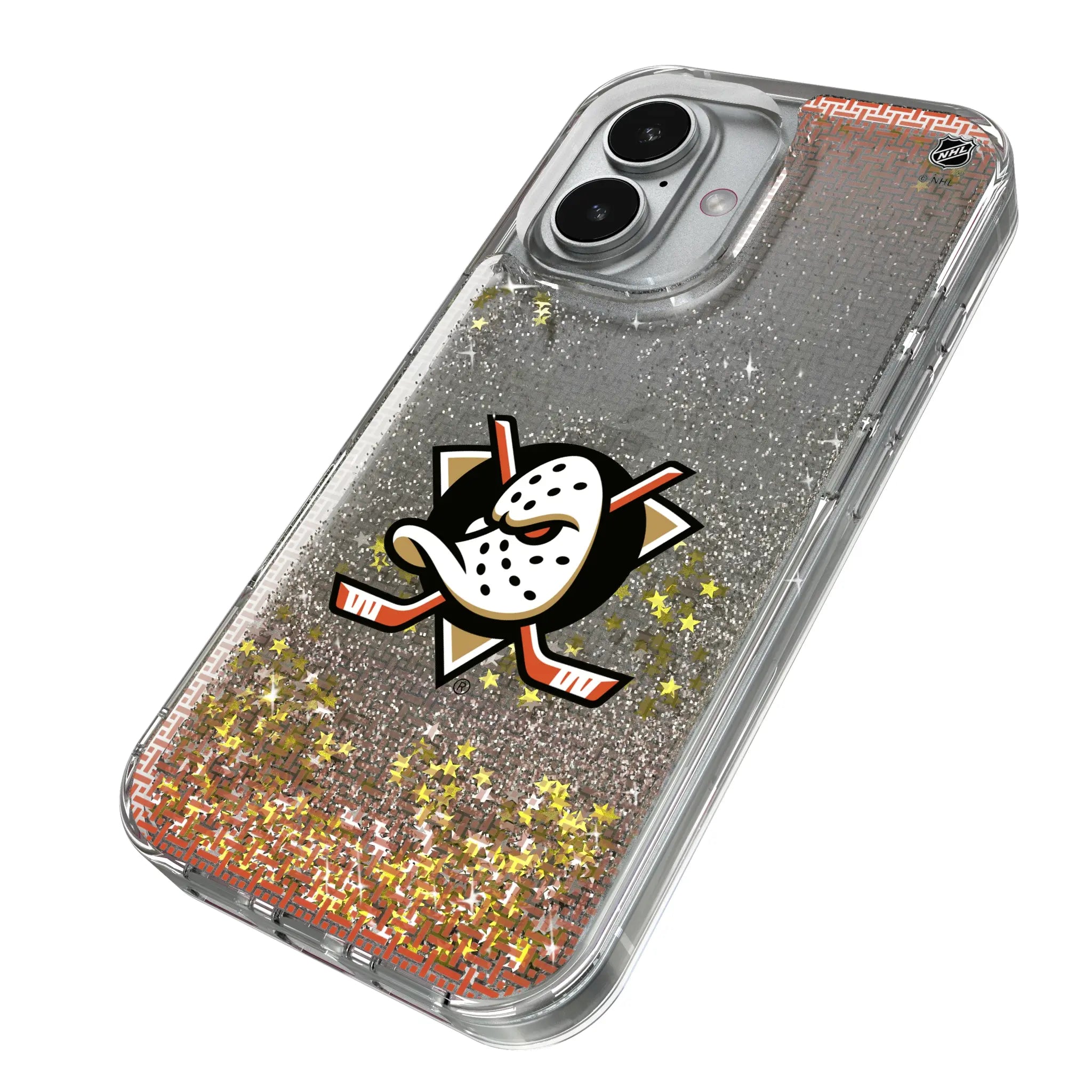Anaheim Ducks Linen iPhone Glitter Phone Case for Apple iPhone - Isometric View