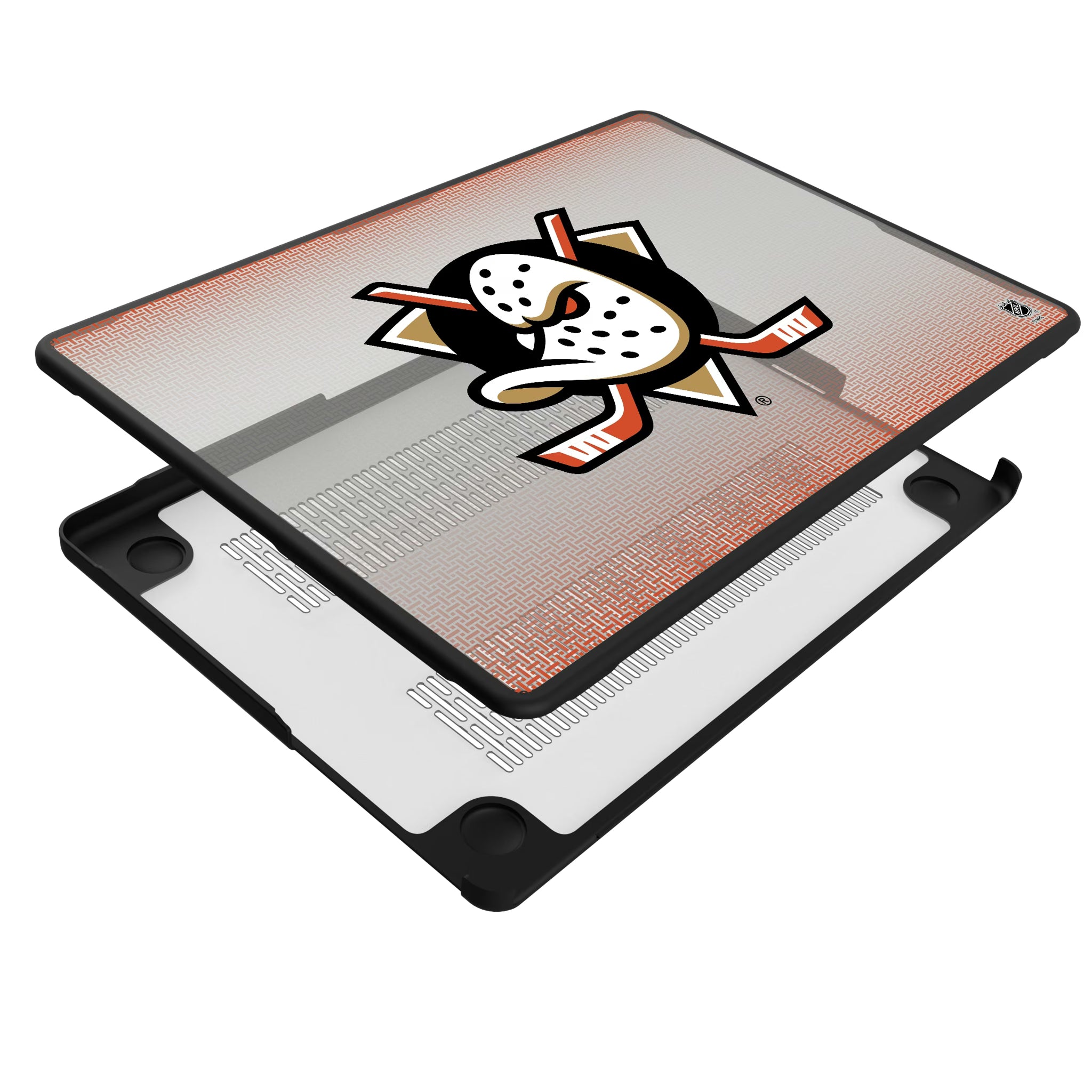 Anaheim Ducks Linen MacBook Laptop Case for Apple MacBook - Isometric View#Device_MacBook Pro (14-inch, 2021) / MacBook Pro (14-inch, 2023) / MacBook Pro (14-inch, 2024)