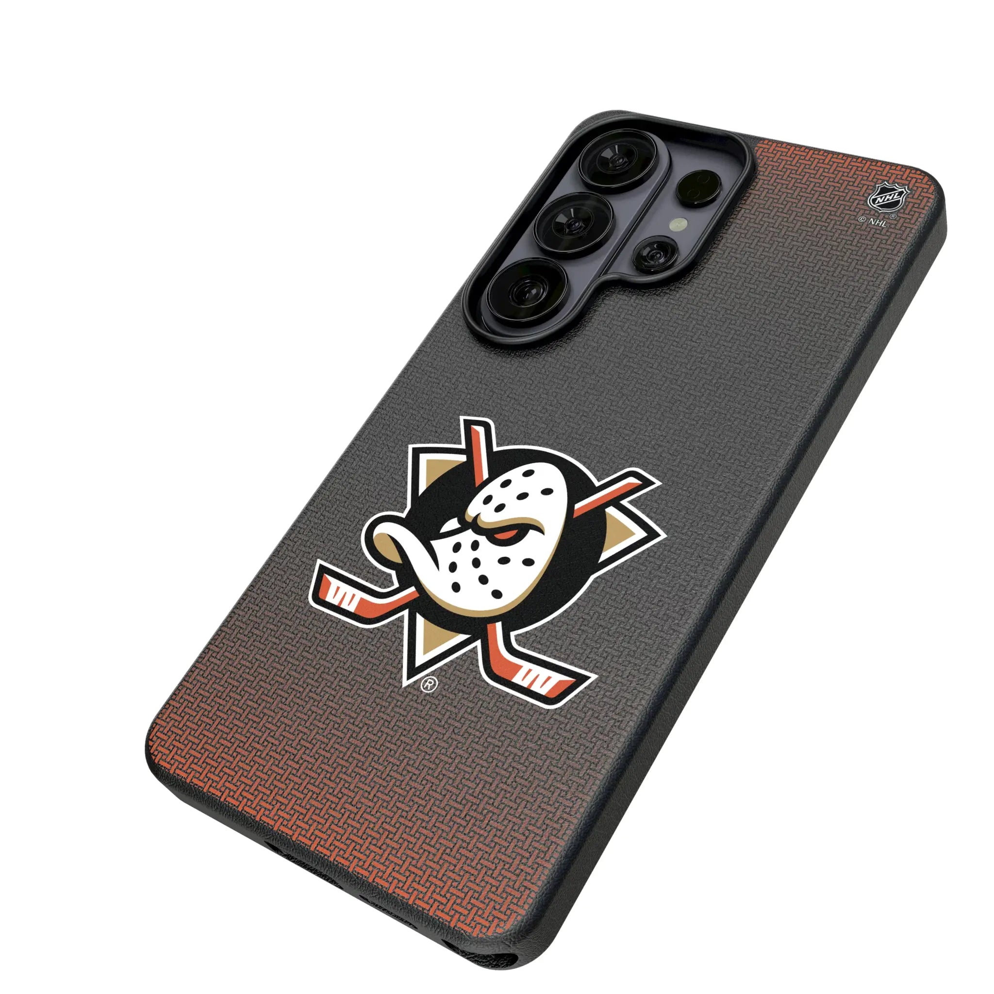 Anaheim Ducks Linen Galaxy MagSafe Compatible Phone Case for Samsung Galaxy - Isometric View#Device_Galaxy S26 Ultra