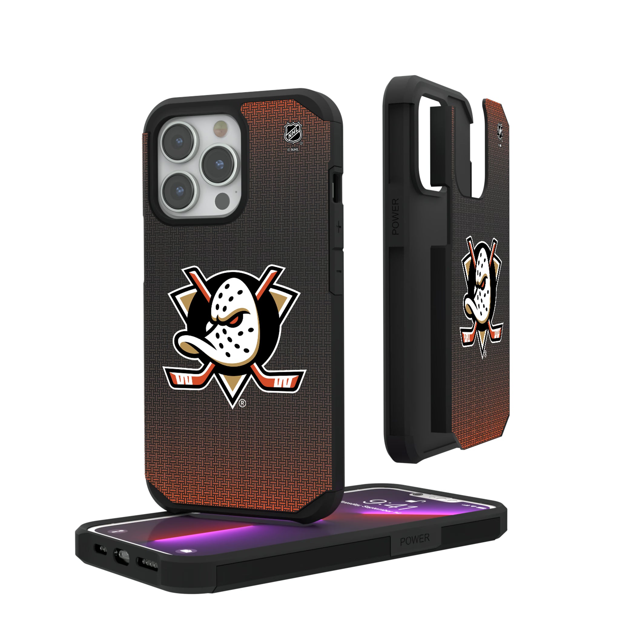 Anaheim Ducks Linen iPhone Rugged Phone Case for Apple iPhone#Device_iPhone 13 Pro
