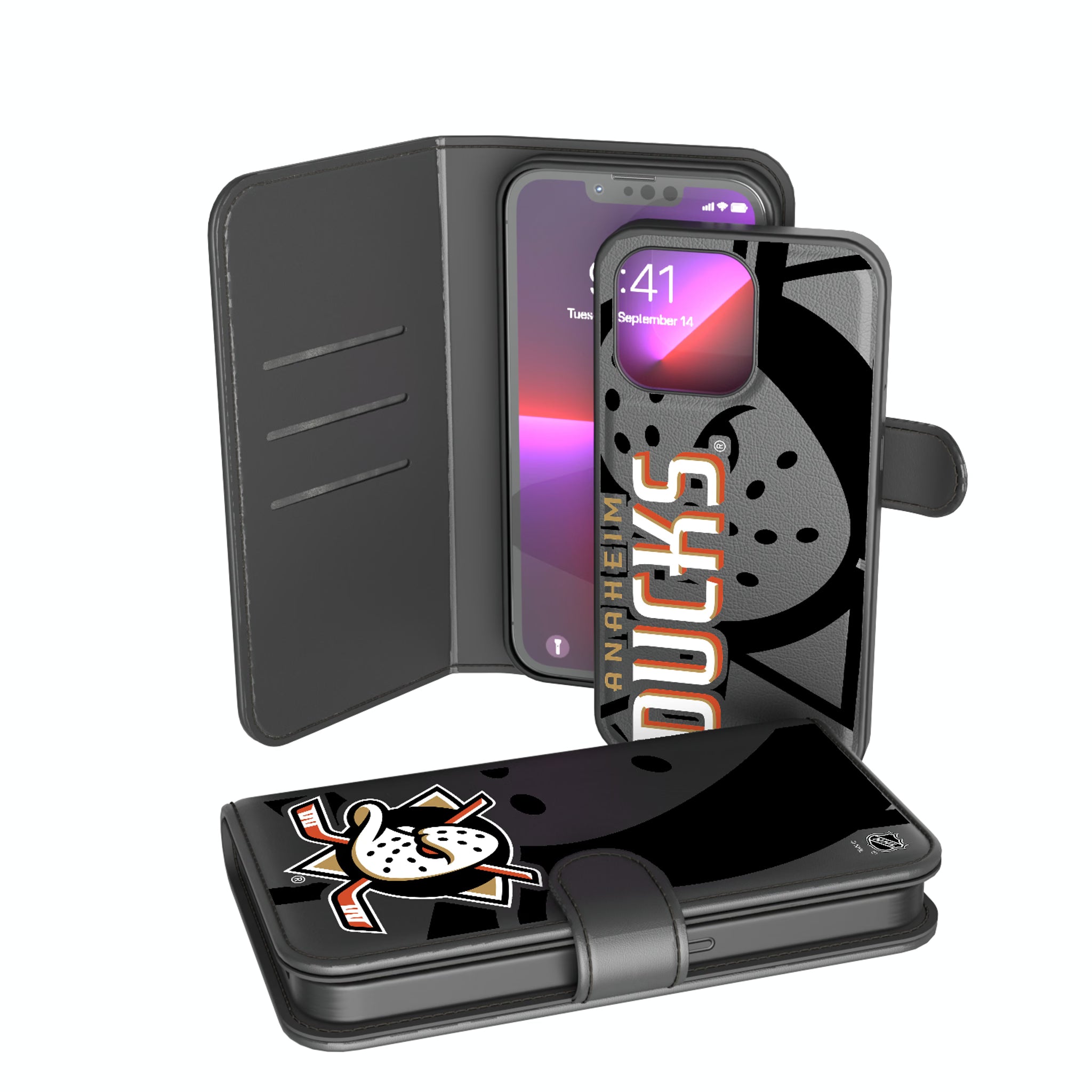 Anaheim Ducks Monocolor Tilt iPhone Wallet Phone Case for Apple iPhone